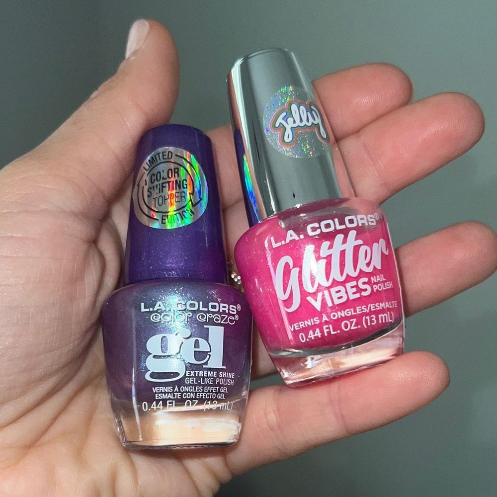L.A. Colors Gel & Glitter Nail Polish Duo - Purple & Pink